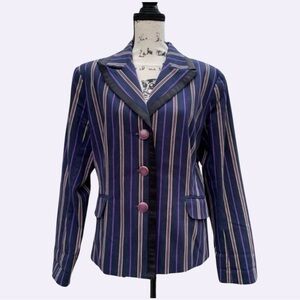 Velvet Purple Striped Blazer Jacket